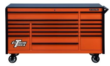 Scratch & Dent, Extreme Tools DX Series 72" x 21" Triple Bank Roller Cabinet, 17 Drawers - Orange/Black Showroom Demo
