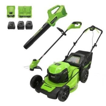 Greenworks 48V Cordless Battery Push Mower w/ Two 4.0Ah USB Batteries & Dual Port Rapid Charger
