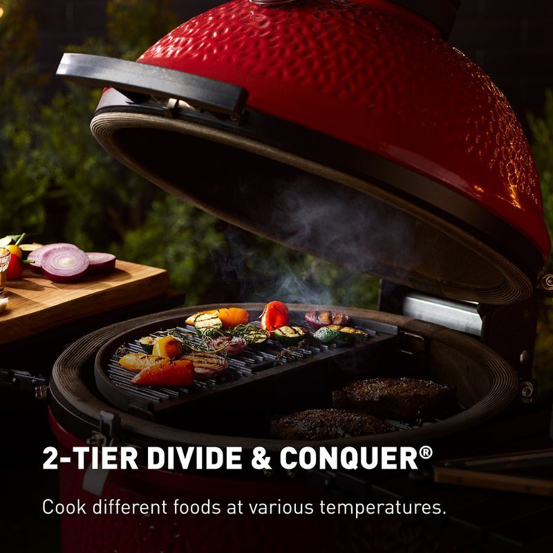 kamado-joe-big-joe-ii-24-inch-ceramic-grill-BJ24RHC-05-Divide-Conquer-2-tiers-cooking-food.jpg